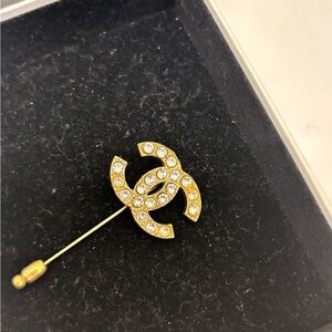 Vintage Chanel Gold Brooch with Crystals